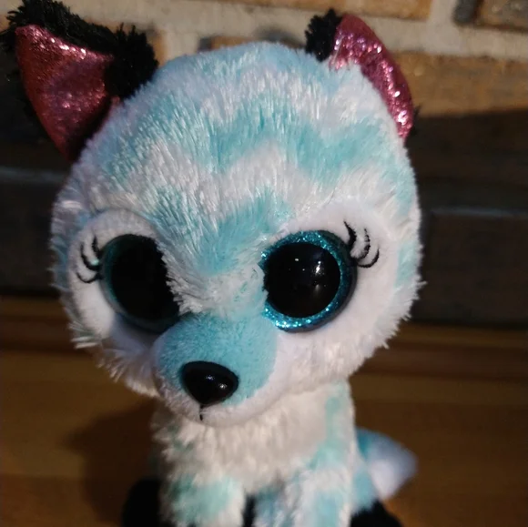 Ty Beanie Boos ATLAS the Aqua Chevron Fox Stuffed Animal - Picture 6 of 16